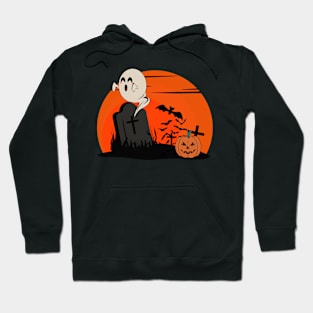 Vintage Cute Ghost and Graveyard Halloween Hoodie